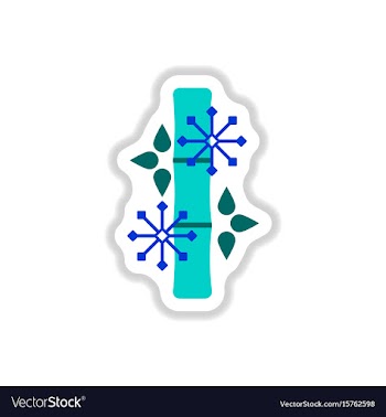Bamboo and snowflakes in vector image