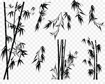 Bamboo Silhouette Tree Illustration - Black and white bamboo 