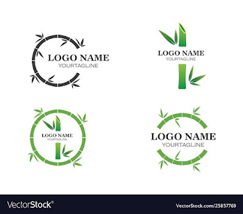 Bamboo with green leaf for your logo icon vector image