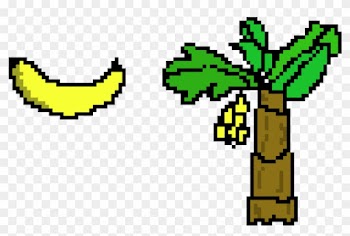 Banana And Banana Tree - Pixel Art Banana Tree