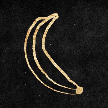 Banana fruit sticker, gold aesthetic | Free PSD Illustration - rawpixel