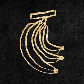 Banana fruit sticker, gold aesthetic | Free PSD Illustration - rawpixel
