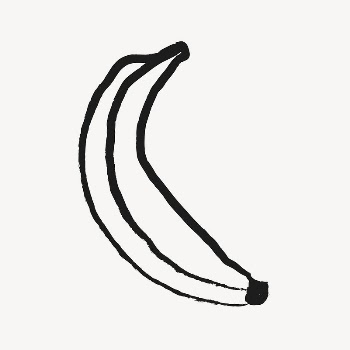 Banana sticker, fruit doodle in black | Free Vector Illustration - rawpixel