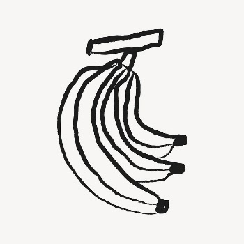 Banana sticker, fruit doodle in black | Free Vector Illustration - rawpixel