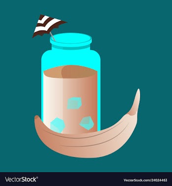 Banana with glass and umbrella icon in flat design vector image