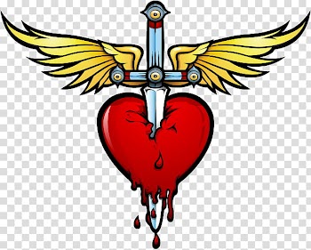 Band Logos, red heart and sword illustration transparent background PNG clipart