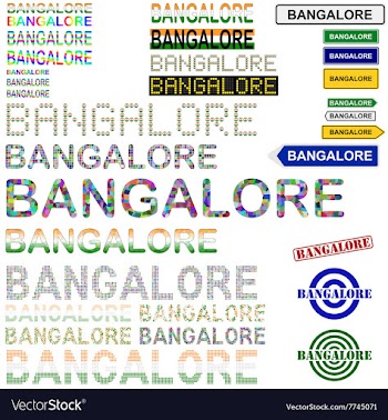 Bangalore text design set vector image