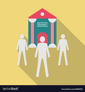 Bank in flat style with shadow vector image