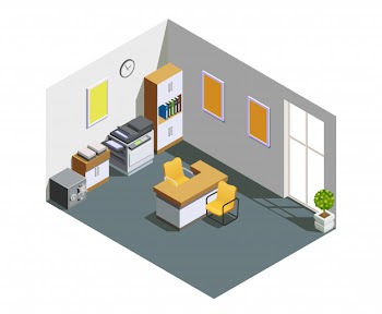 Bank office interior isometric composition Free Vector