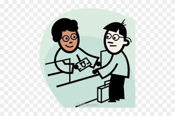 Bank Teller Exchanging Money Royalty Free Vector Clip - Bankangestellte Clipart