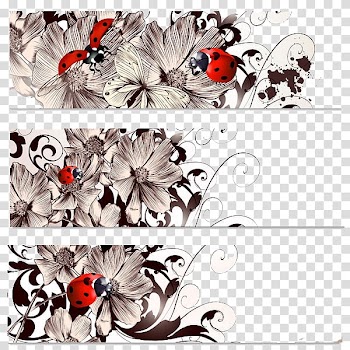 Banner CorelDRAW, Flower and ladybug transparent background PNG clipart