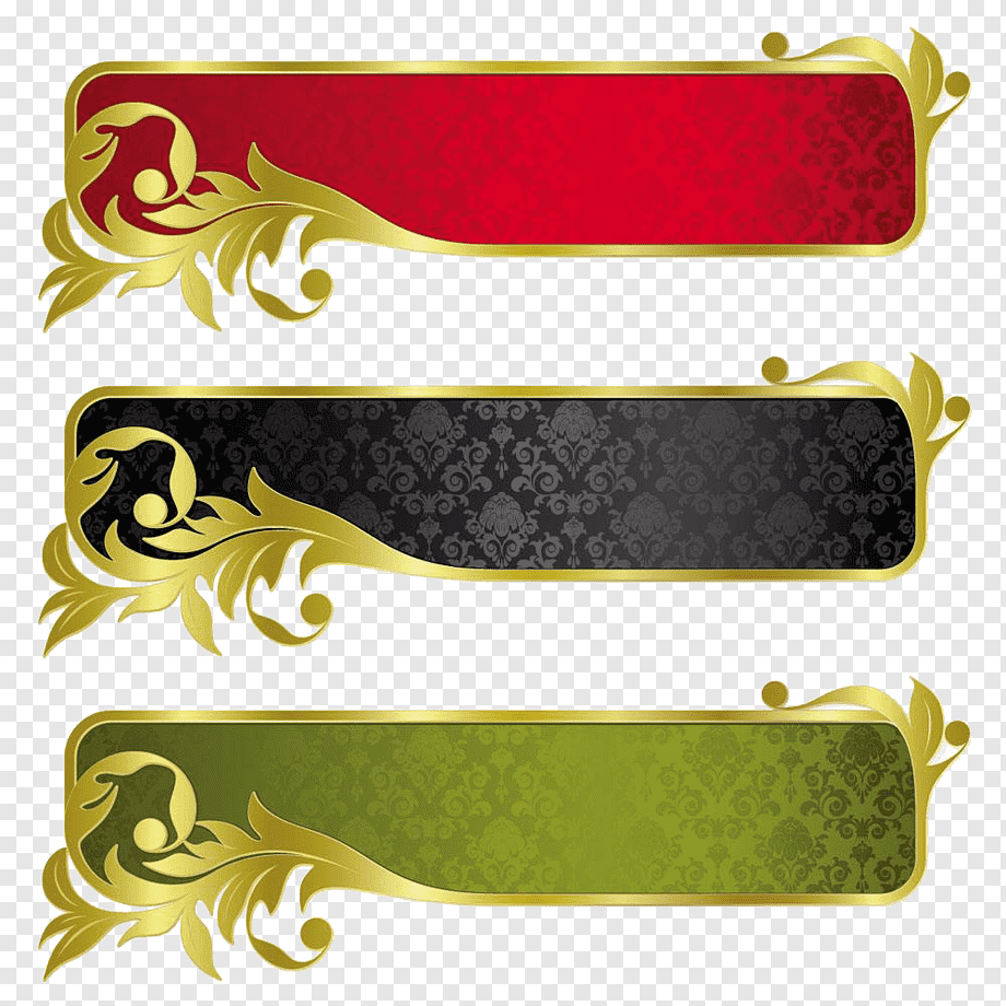 Banner Gold Ribbon, European pattern metal texture border pattern, border, frame, effect png