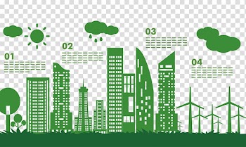 Banner Infographic Green Illustration, Green silhouette City Architecture transparent background PNG clipart