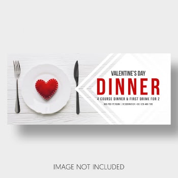 Banner template restaurant valentine's day Free Psd