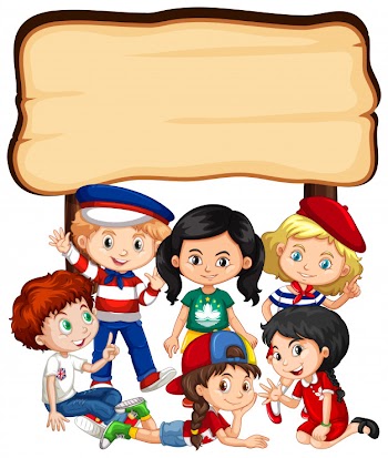 Banner template with girls and boys Free Vector
