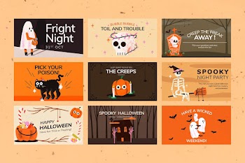 Banner templates vector, cute Halloween… | Free stock illustration | High Resolution graphic
