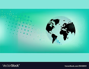 					Banner with globe vector image														