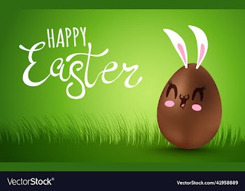 banner with lettering happy easter and chocolate