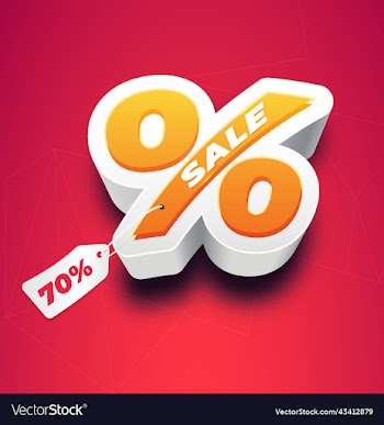 banner with percentage symbol with tag on it and p