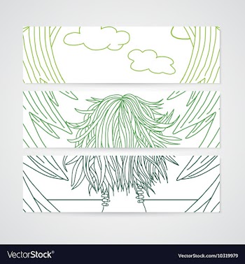 Banners with a woman with developing hair in a vector image