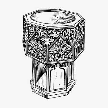 Baptismal font clipart, vintage illustration | Free Vector - rawpixel
