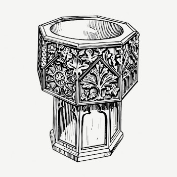 Baptismal font drawing, vintage illustration | Free PSD - rawpixel