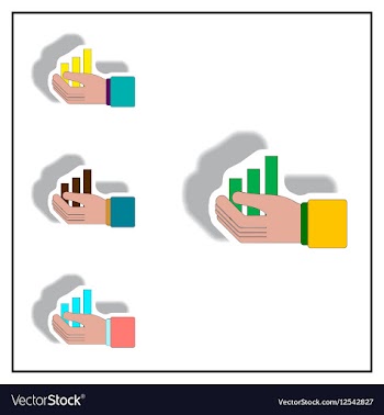 Bar graph and hand collection vector image