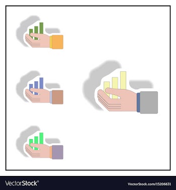 Bar graph and hand collection vector image