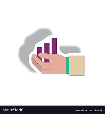 Bar graph and hand in paper vector image