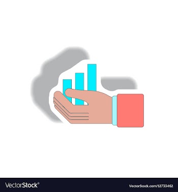 Bar graph and hand in paper vector image