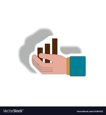 Bar graph and hand in paper vector image