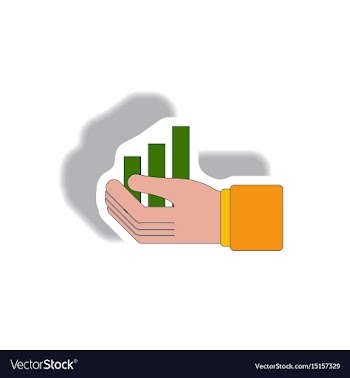 Bar graph and hand in paper vector image