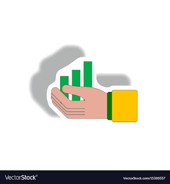 Bar graph and hand in paper vector image