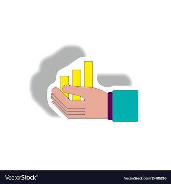 Bar graph and hand in paper vector image