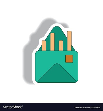 Bar graph in paper sticker vector image