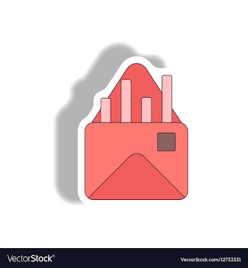 Bar graph in paper sticker vector image