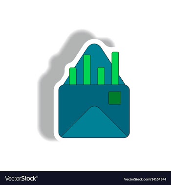 Bar graph in paper sticker vector image