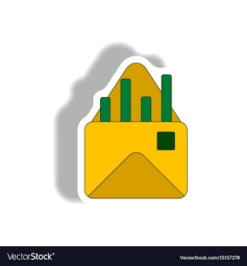 Bar graph in paper sticker vector image