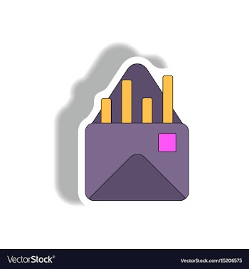 Bar graph in paper sticker vector image