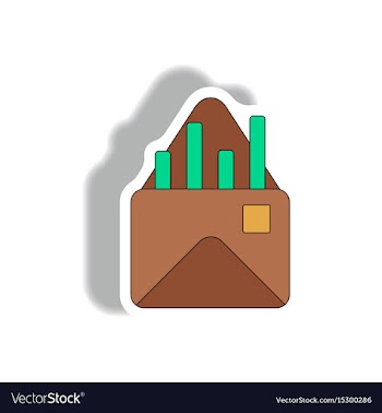 Bar graph in paper sticker vector image