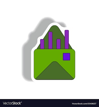 Bar graph in paper sticker vector image