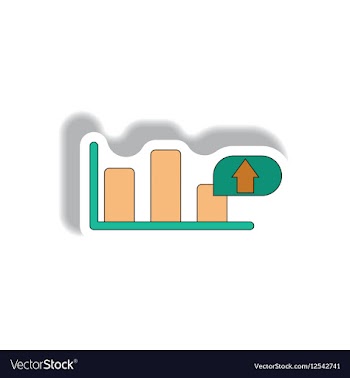 Bar graph inpaper sticker vector image
