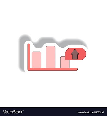 Bar graph inpaper sticker vector image