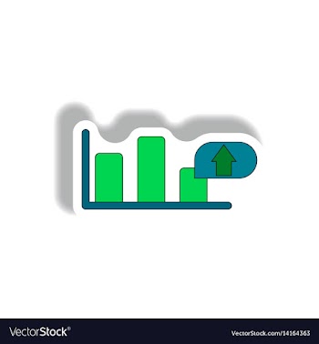 Bar graph inpaper sticker vector image
