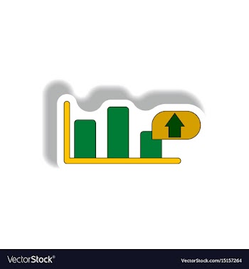 Bar graph inpaper sticker vector image