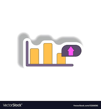 Bar graph inpaper sticker vector image