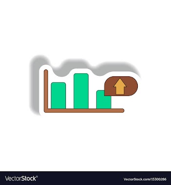 Bar graph inpaper sticker vector image