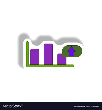 Bar graph inpaper sticker vector image
