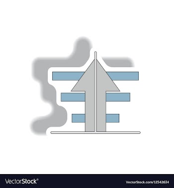 Bar graph with rising arrow in vector image