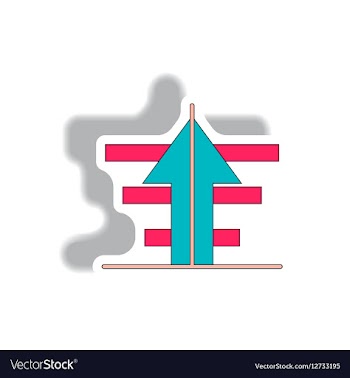Bar graph with rising arrow in vector image